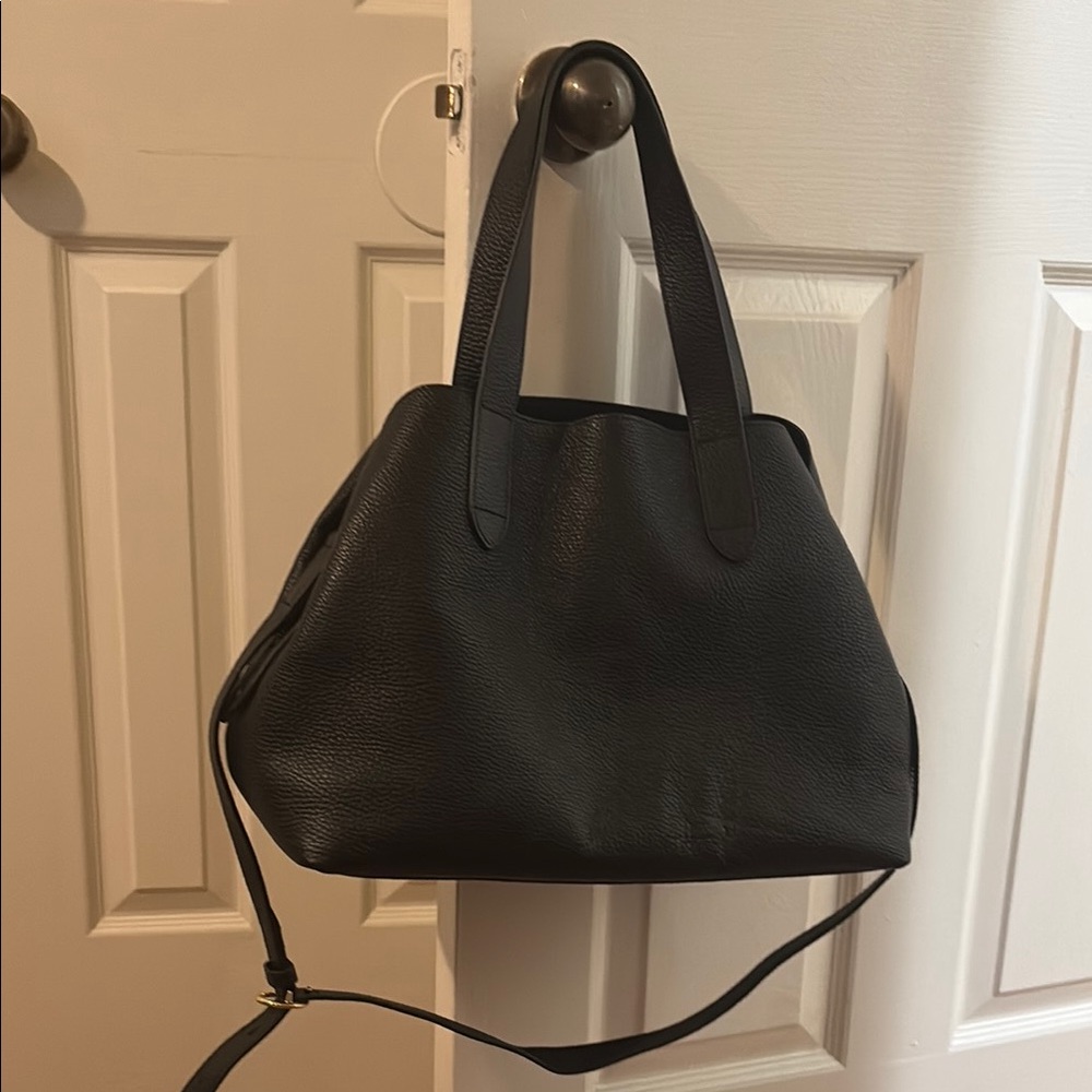 Elegant Black Leather Tote Bag